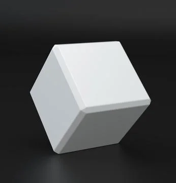 White cube isolated on black background Stock Illustration