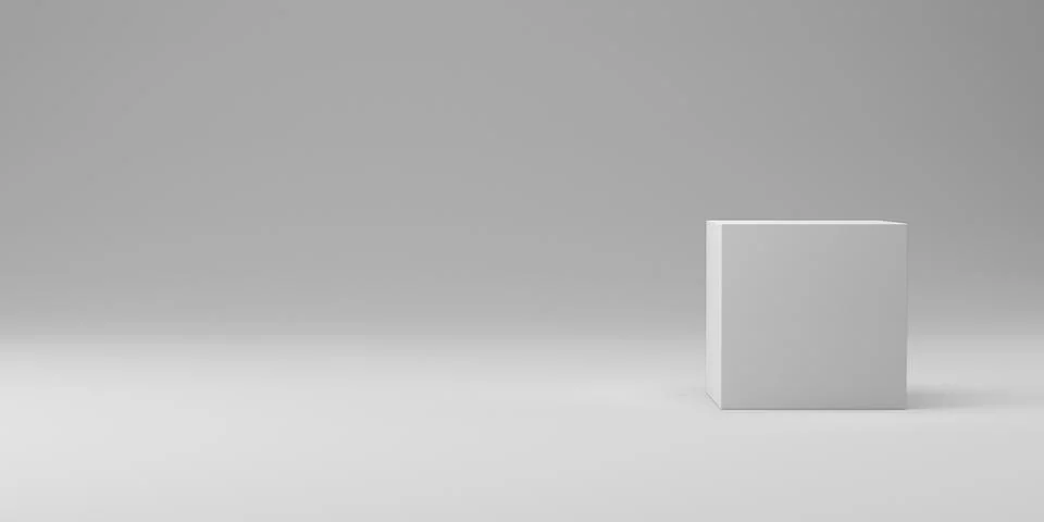 White cube in a light gray room Illustrazione stock