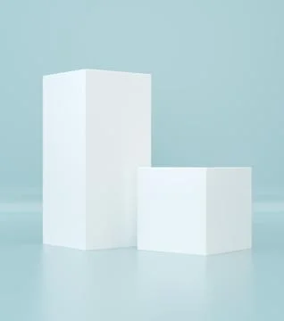 White cube in light studio. 3d rendering background. Illustrazione stock