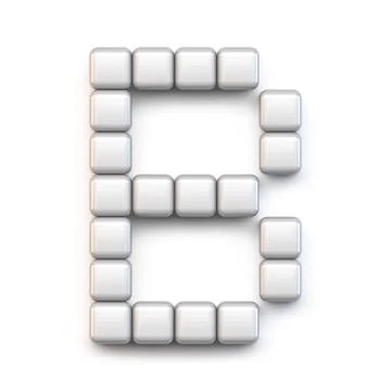 White cube, pixel font Letter B 3D Stock Illustration