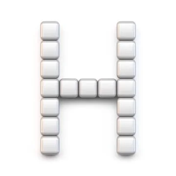 White cube, pixel font Letter H 3D Stock Illustration
