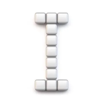 White cube, pixel font Letter I 3D Stock Illustration