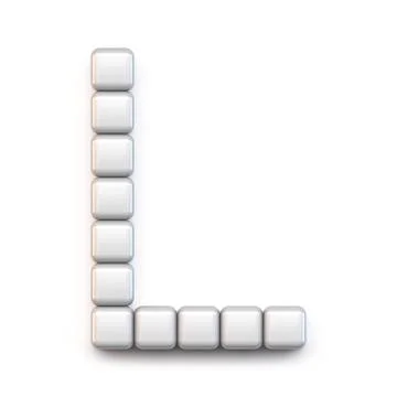 White cube, pixel font Letter L 3D Stock Illustration