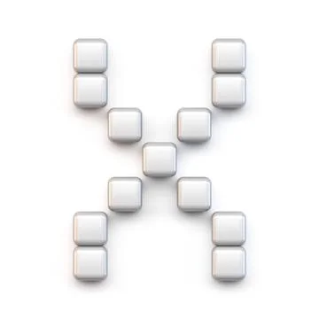 White cube, pixel font Letter X 3D Stock Illustration