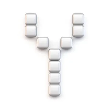 White cube, pixel font Letter Y 3D Stock Illustration