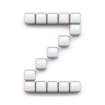 White cube, pixel font Letter Z 3D Stock Illustration