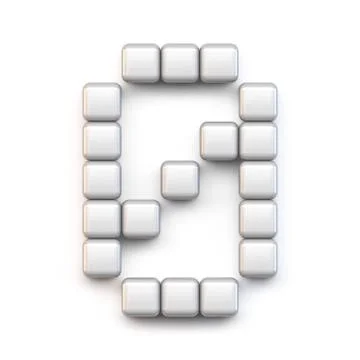 White cube, pixel font Number ZERO 0 3D Stock Illustration