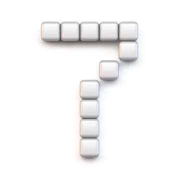 White cube, pixel font Number SEVEN 7 3D Stock Illustration