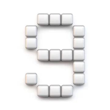 White cube, pixel font Number NINE 9 3D Stock Illustration