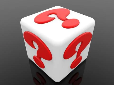 White cube with red question mark concept on black background Stock Illustration
