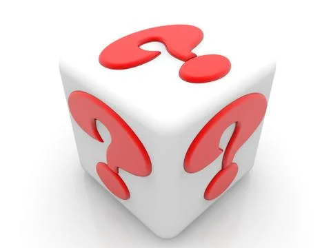 White cube with red question mark concept on white background Stock Illustration