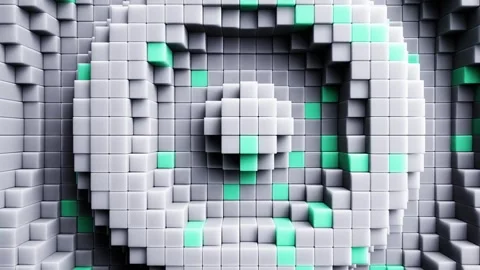 White cube ripple surface with teal pulse energy clean tech loop. Stock Footage 347813644