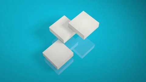 White cube rotates 3D frames. Isometric movement of the block assembly. Cube par Stock Footage 151250250
