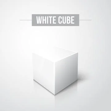 White cube on white background with reflection Stock Illustration