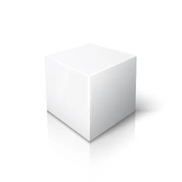 White cube on white background with reflection Stock Illustration