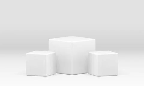 White cubes 3d arena podium stage squared contest showcase studio background  Stock Illustration