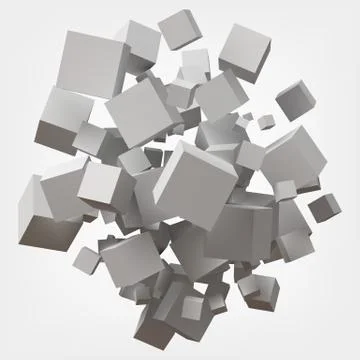 White cubes. 3d style vector illustration. Stock Illustration