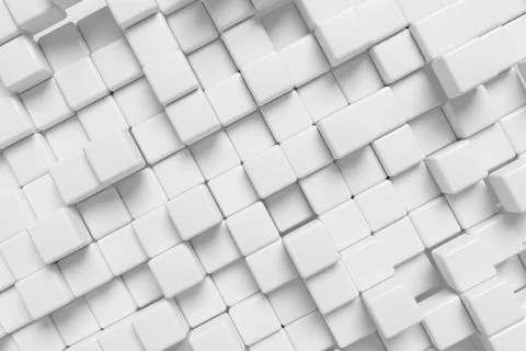 White cubes abstract diagonal 3d background Stock-Illustration