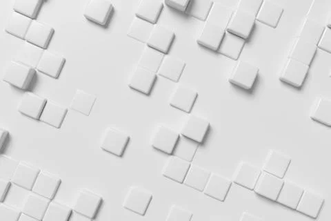 White cubes abstract wall 3d background Stock Illustration