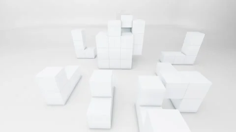 White cubes assembly Video stock 232050093