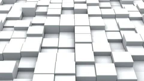 White cubes background in a 3D animation Stock Footage 251107346