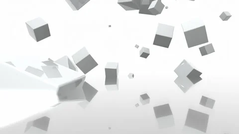 White cubes of different sizes fly in space Stock Footage 261435985