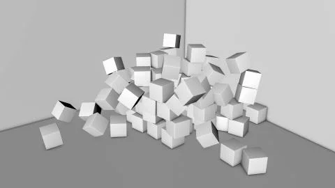White cubes on a gray background. illustration. 3d rendering Stock Illustration