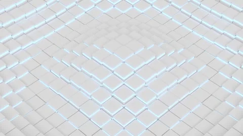White cubes with neon lighting, wave motion, corporate abstract background Stock Footage 278858831