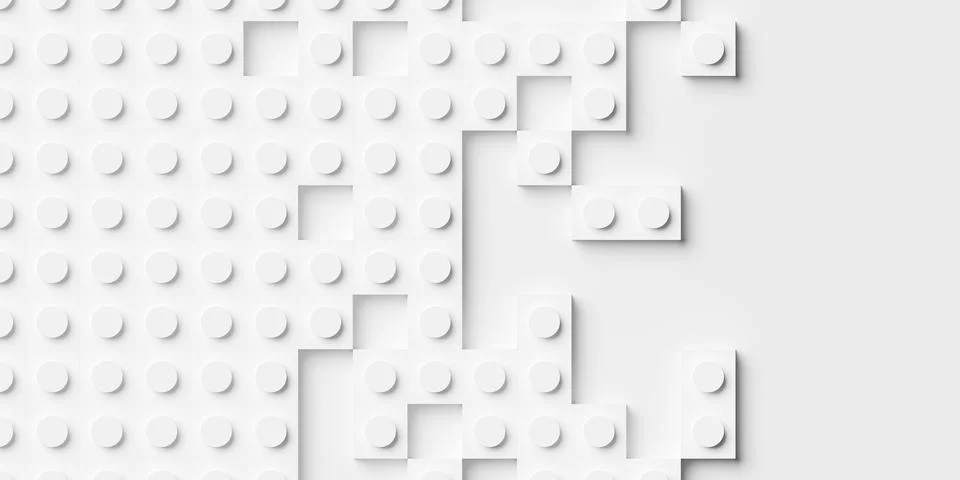 White cubes or blocks with dots or cylinders on top geometry background wal.. Illustrazione stock