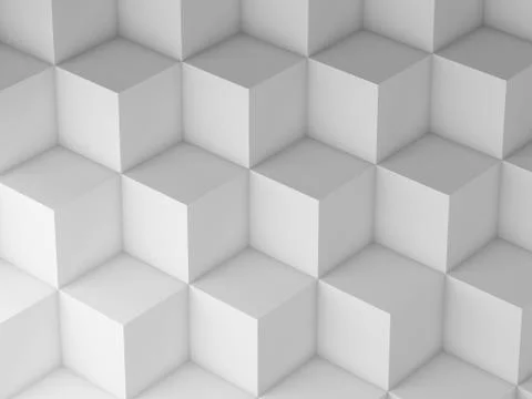 White Cubes pattern, 3d render illustration 스톡 일러스트