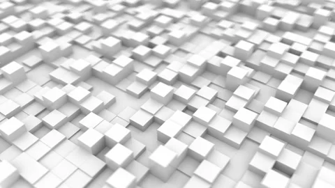 White cubes pulsate up and down. Depth of field. Seamless loop. Video stock 121425945
