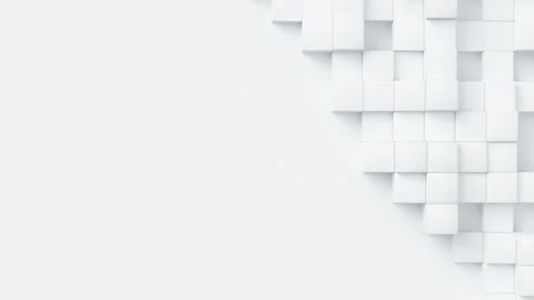 White cubes with random size move and grow loop. A place for text on the left Stock Footage 278471854
