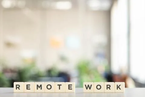 White cubes remote work lettering Stock Photos