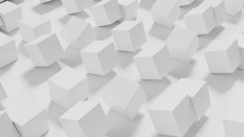 White cubes roll on a white background. Looped animation Stock Footage 276589505