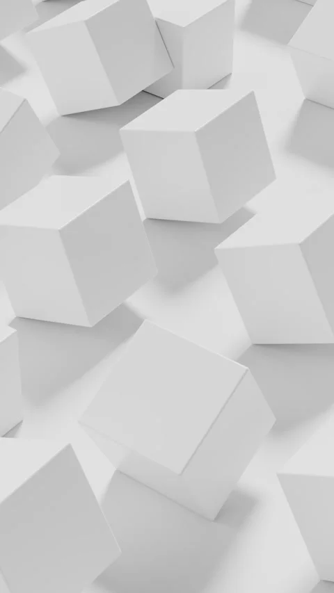White cubes roll on a white background. Vertical looped animation Stock Footage 307012111