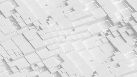White cubes surface seamless loop 3D render animation Stock Footage 165649034