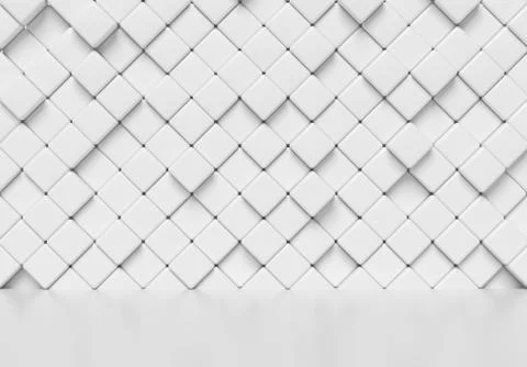 White cubes wall and floor 3d background Illustrazione stock