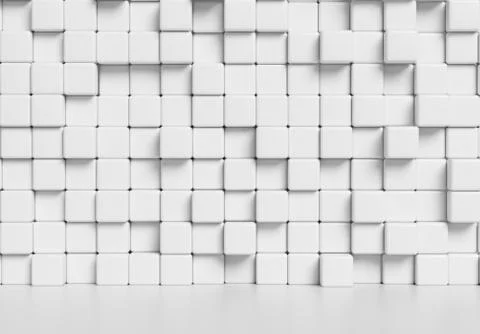 White cubes wall and white floor 3d background Stock Illustration