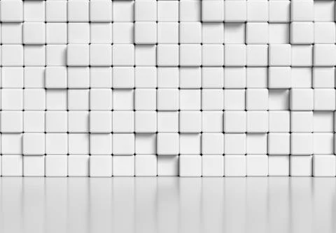 White cubes wall and white floor 3d illustration. Stock Illustration