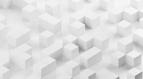 White cubes on a white surface. 3D rendering illustration. Stock Illustration