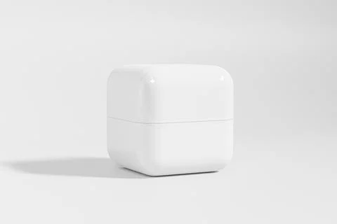 White cubic shape cream jar mockup, round cube skincare packaging Illustrazione stock