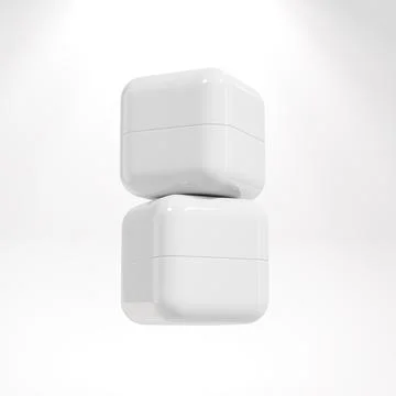 White cubic shape cream jar mockup, round cube skincare packaging, glossy r.. Stock Illustration
