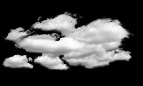 **White cumulus cloud isolated on black background, cutout for compositing**. Stock Photos
