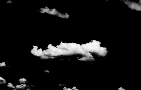 White cumulus clouds on black background Stock Photos