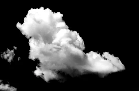 White cumulus clouds on black background Stock Photos
