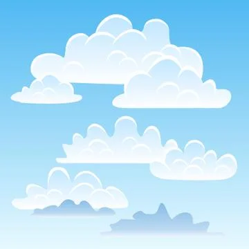 White cumulus clouds on a blue sky. Eps file. Vector illustration. Illustrazione stock