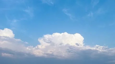 White cumulus clouds in blue sky Stock Photos