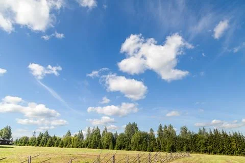 White Cumulus Clouds on Blue Summer Sky Stock Photos