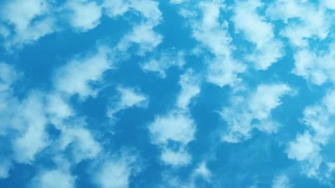 White Cumulus Clouds Float in the Sunny Blue Sky During the Day Time Lapse, Slow Stock Footage 316752020