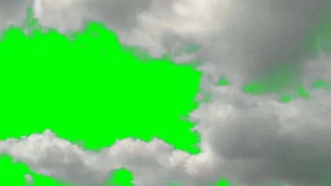 White Cumulus Clouds Frame On Green Screen Background Stock Footage 340676783